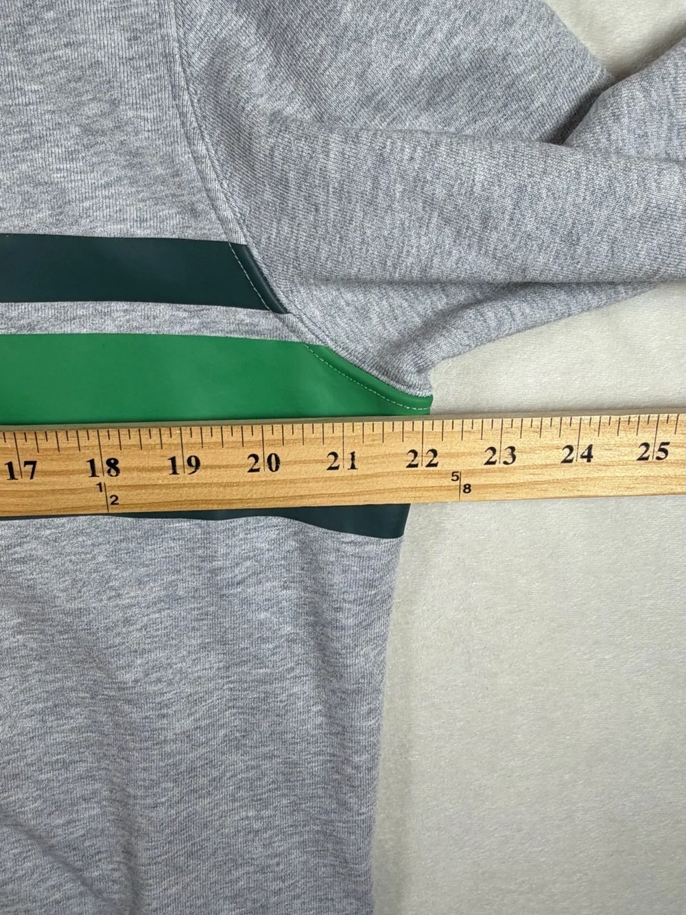 Lacoste FR4 US Medium Grey Crewneck Sweatshirt with Green Stripe Accents